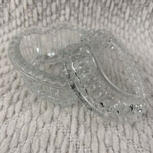 Vintage-Homco Valentine Crystal Heart Shaped Trinket-Jewelry-Ring Box Beautiful!